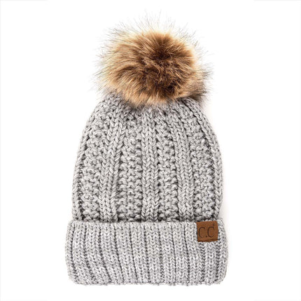 CC Multi Color Fur Pom Beanie ( YJ-820_# )