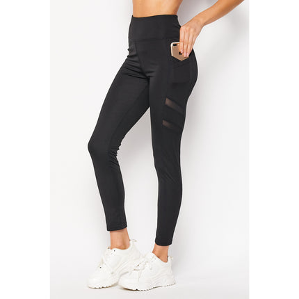 Tummy Control Leggings with Phone Pocket YOGA01 in Black – wholesale