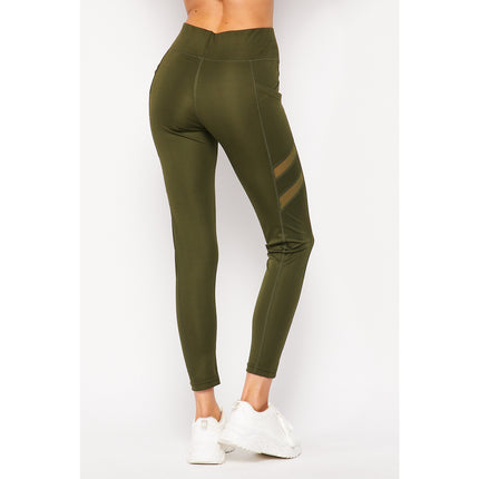 Tummy Control Leggings with Phone Pocket YOGA01 in Olive – wholesale