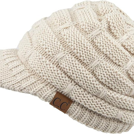 C.C Ribbed Knit Brimmed Beanie Hat (YJ-2023)
