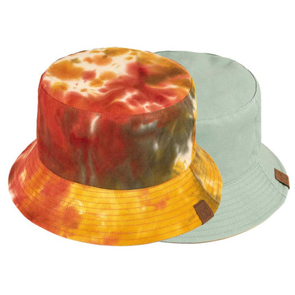 C.C Reversible Tie Dye Bucket Hat ST-2176 in Mustard/Sage – both sides – wholesale