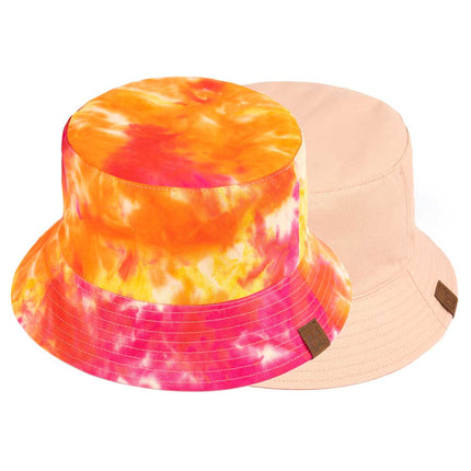 C.C Reversible Tie Dye Bucket Hat ST-2176 in Orange/Rose – both sides – wholesale