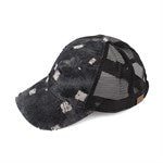 CC Destroyed Denim Pony Cap ( BT-8 )