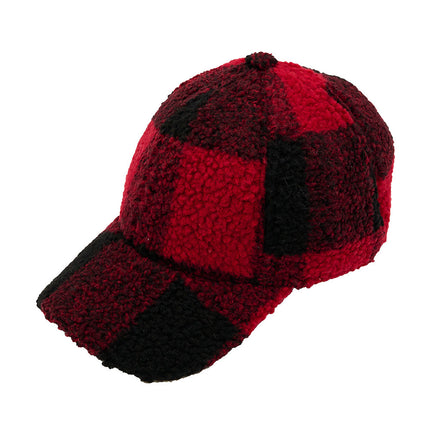 CC Buffalo Plaid - Checkered Pattern Sherpa Cap ( BA-4036 )