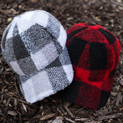 CC Buffalo Plaid - Checkered Pattern Sherpa Cap ( BA-4036 )