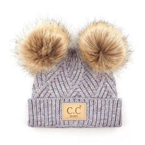 CC Baby Double Pom Criss-Cross Pattern Beanie ( BABY-2060-POMPOM )