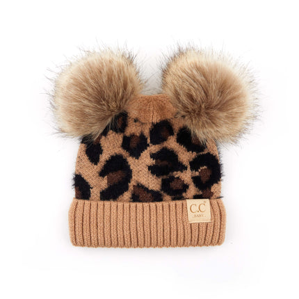 CC Double Pom Kid Leopard Beanie ( KIDS-2061 POMPOM )