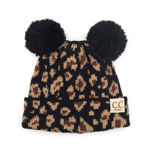 CC Baby Animal Print Beanie ( BABY-80POMPOM )