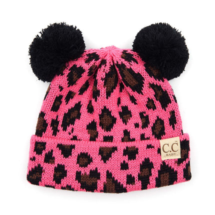 CC Baby Animal Print Beanie ( BABY-80POMPOM )