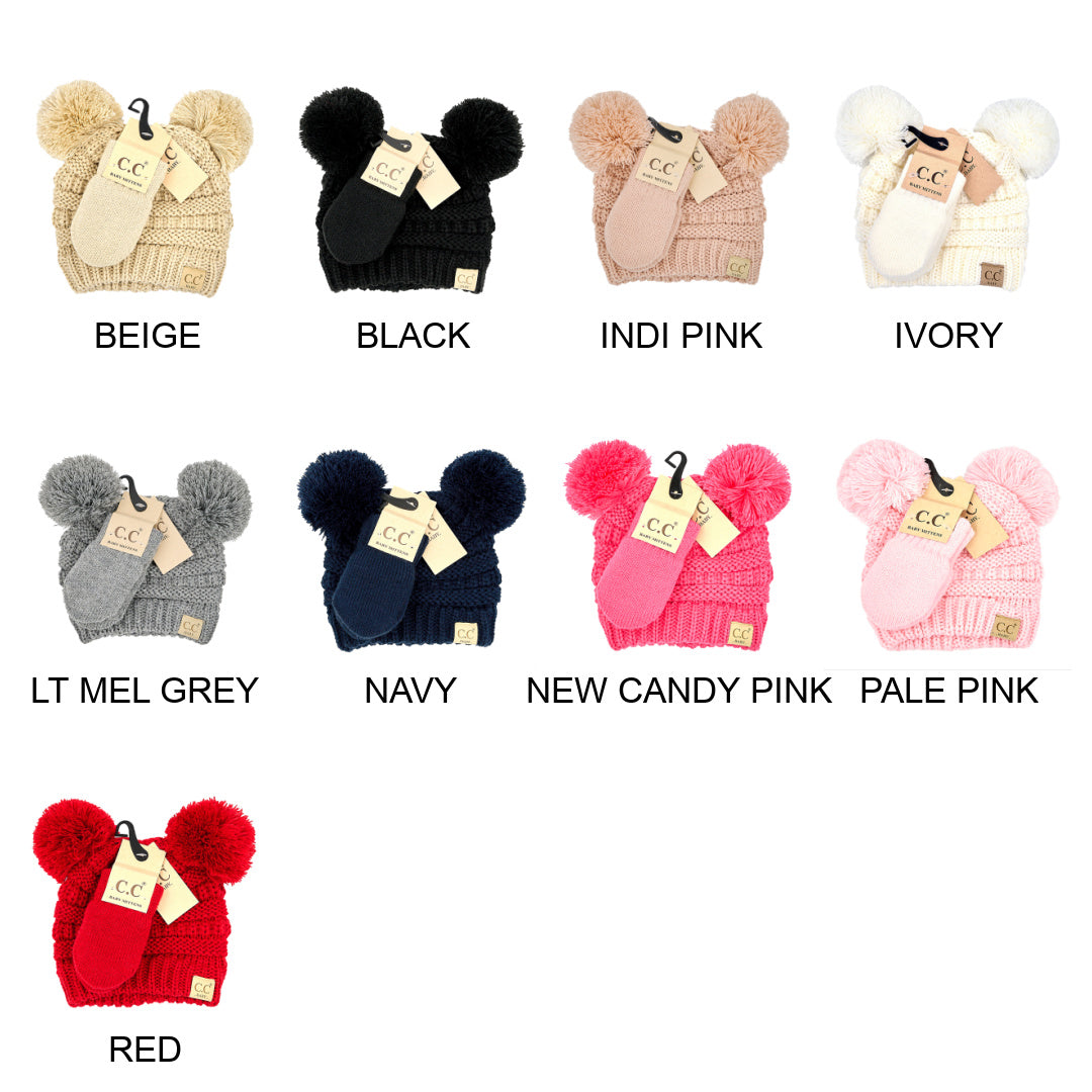 CC Baby Pom Pom Beanie and Mittens Set ( BABY-SET-4 )