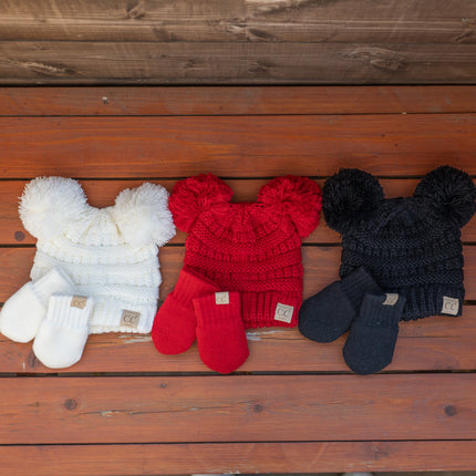 CC Baby Pom Pom Beanie and Mittens Set ( BABY-SET-4 )