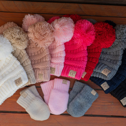 CC Baby Pom Pom Beanie and Mittens Set ( BABY-SET-4 )