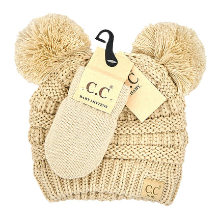CC Baby Pom Pom Beanie and Mittens Set ( BABY-SET-4 )