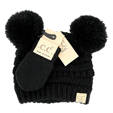 CC Baby Pom Pom Beanie and Mittens Set ( BABY-SET-4 )