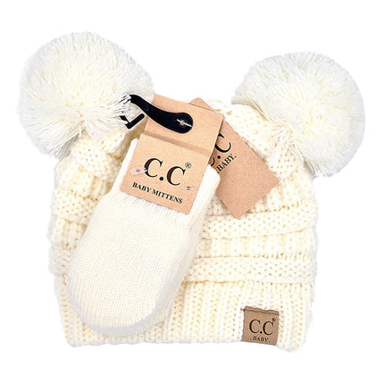 CC Baby Pom Pom Beanie and Mittens Set ( BABY-SET-4 )