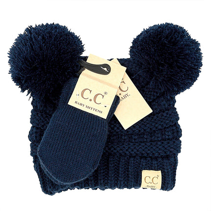 CC Baby Pom Pom Beanie and Mittens Set ( BABY-SET-4 )