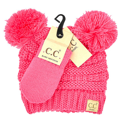 CC Baby Pom Pom Beanie and Mittens Set ( BABY-SET-4 )
