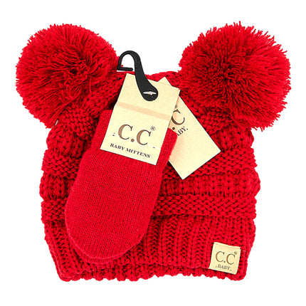 CC Baby Pom Pom Beanie and Mittens Set ( BABY-SET-4 )