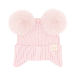 CC Toasty and Warm Ear Flap Double Pom Baby Beanie ( BB-HTC0078 )