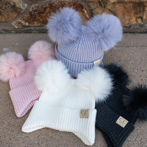 CC Toasty and Warm Ear Flap Double Pom Baby Beanie ( BB-HTC0078 )