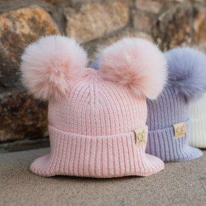 CC Toasty and Warm Ear Flap Double Pom Baby Beanie ( BB-HTC0078 )