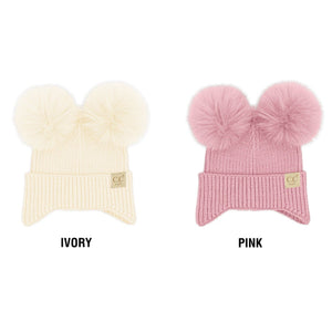 CC Toasty and Warm Ear Flap Double Pom Baby Beanie ( BB-HTC0078 )