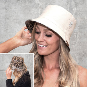 CC Leopard/Neutral Reversible Bucket Hat ( BK-3695 )