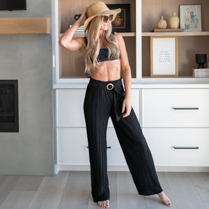 Belted Flowy Beach Pants - Lightweight ( BK902 )