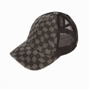 CC Checkered Pattern Baseball Cap | Criss-Cross ( BT-1008 )