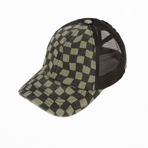 CC Checkered Pattern Baseball Cap | Criss-Cross ( BT-1008 )