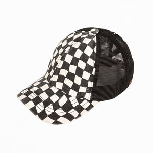 CC Checkered Pattern Baseball Cap | Criss-Cross ( BT-1008 )