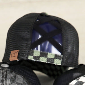 CC Checkered Pattern Baseball Cap | Criss-Cross ( BT-1008 )