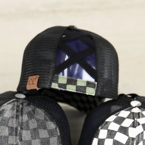 CC Checkered Pattern Baseball Cap | Criss-Cross ( BT-1008 )