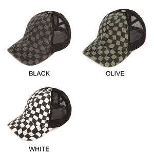 CC Checkered Pattern Baseball Cap | Criss-Cross ( BT-1008 )