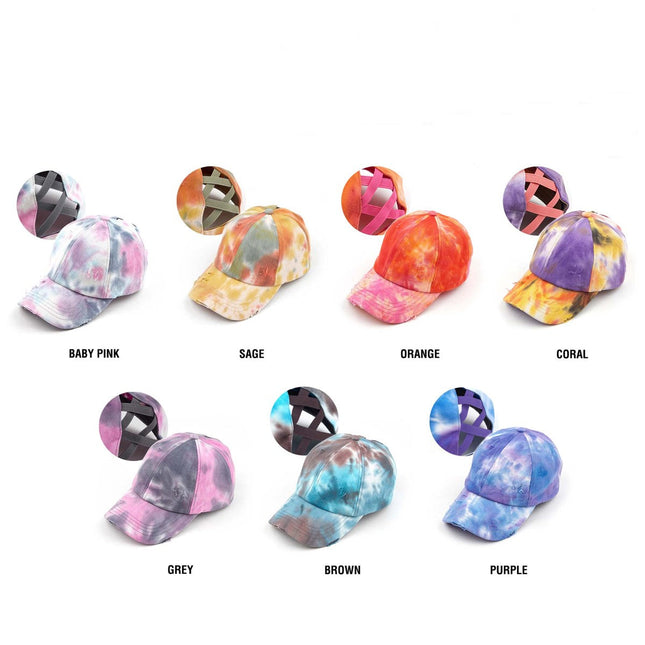 CC Tie-Dye Pony Cap | Criss-Cross Elastic ( BT-791 )