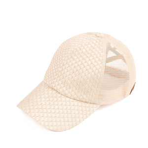 CC Textured Faux Leather Pony Cap ( BT-934 )