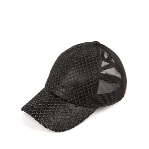 CC Textured Faux Leather Pony Cap ( BT-934 )