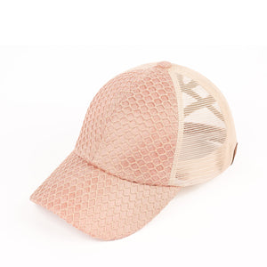 CC Textured Faux Leather Pony Cap ( BT-934 )