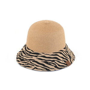 CC Zebra Print Straw Bucket Hat ( ST-3927 )