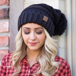 CC Slouchy Yarn Pom Beanie ( HAT-100POM )