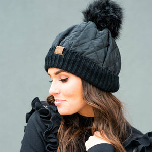 CC Quilted Pom Beanie ( HAT-1739 )