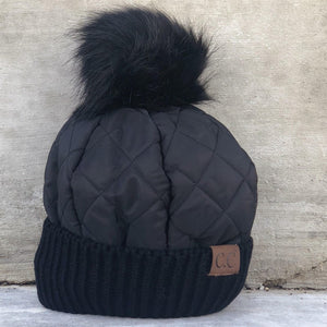 CC Quilted Pom Beanie ( HAT-1739 )