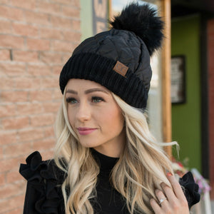 CC Quilted Pom Beanie ( HAT-1739 )