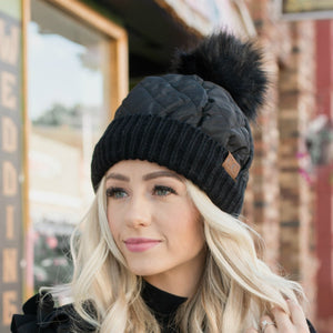 CC Quilted Pom Beanie ( HAT-1739 )