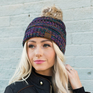 CC Trending 4-Tone Beanie w/ Tan POM ( YJ-816POM )