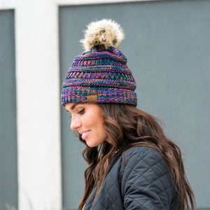 CC Trending 4-Tone Beanie w/ Tan POM ( YJ-816POM )