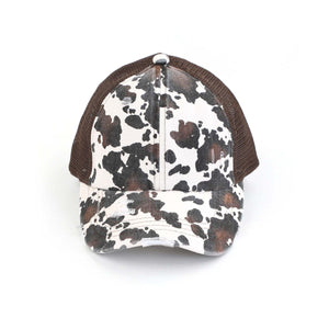 CC Cow Print Pony Cap | Criss-Cross ( BT-938 )