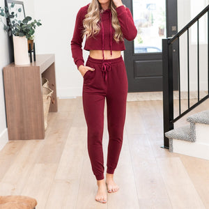 French Terry Cropped Jacket/Jogger Loungewear ( FT-CROP-SET )