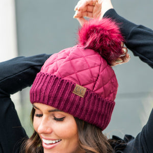 CC Quilted Pom Beanie ( HAT-1739 )