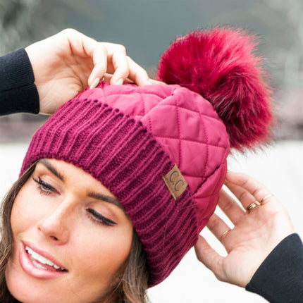 CC Quilted Pom Beanie ( HAT-1739 )